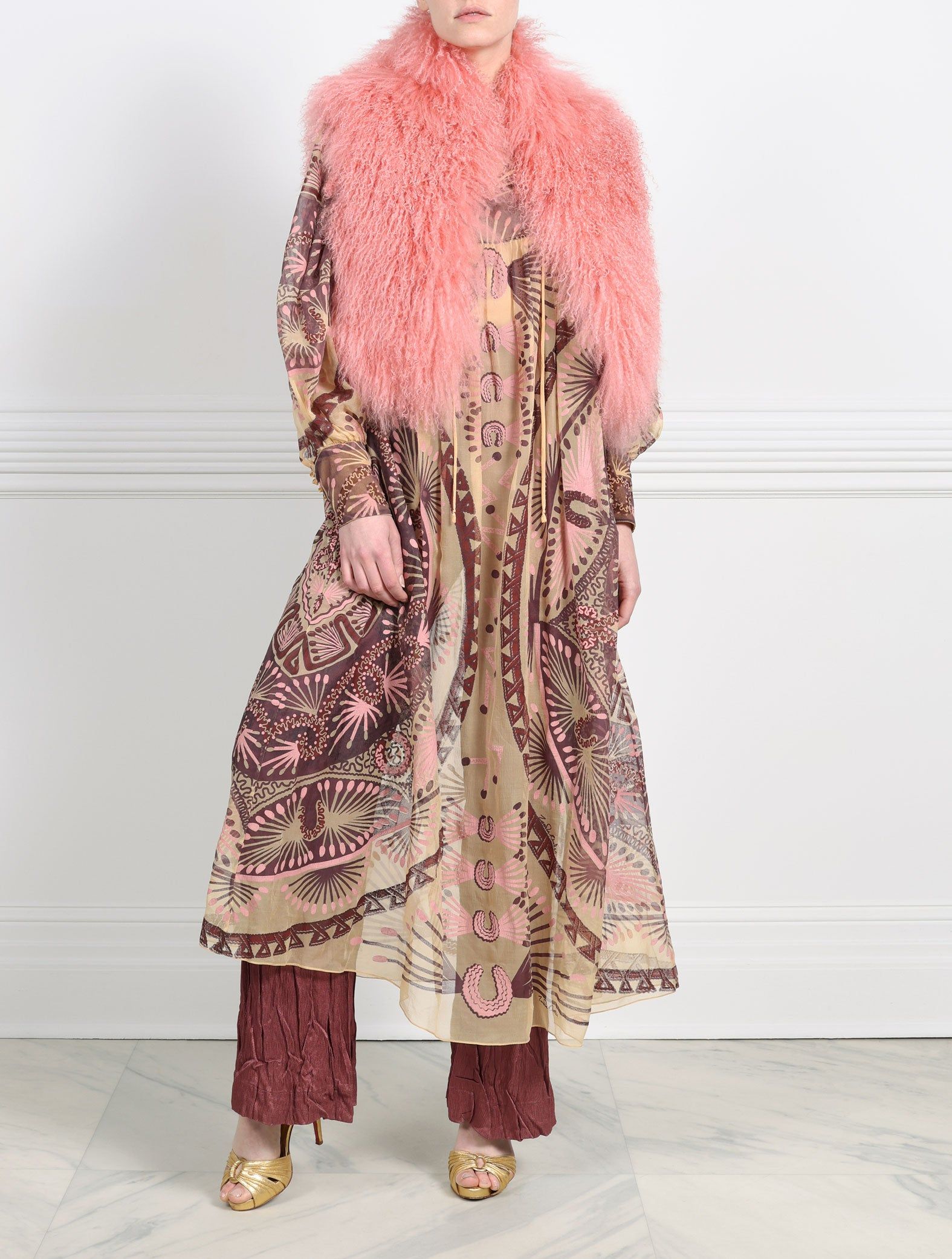 Stand Collar Curly Shearling Vest Designed by Zandra Rhodes sold by Pologeorgis