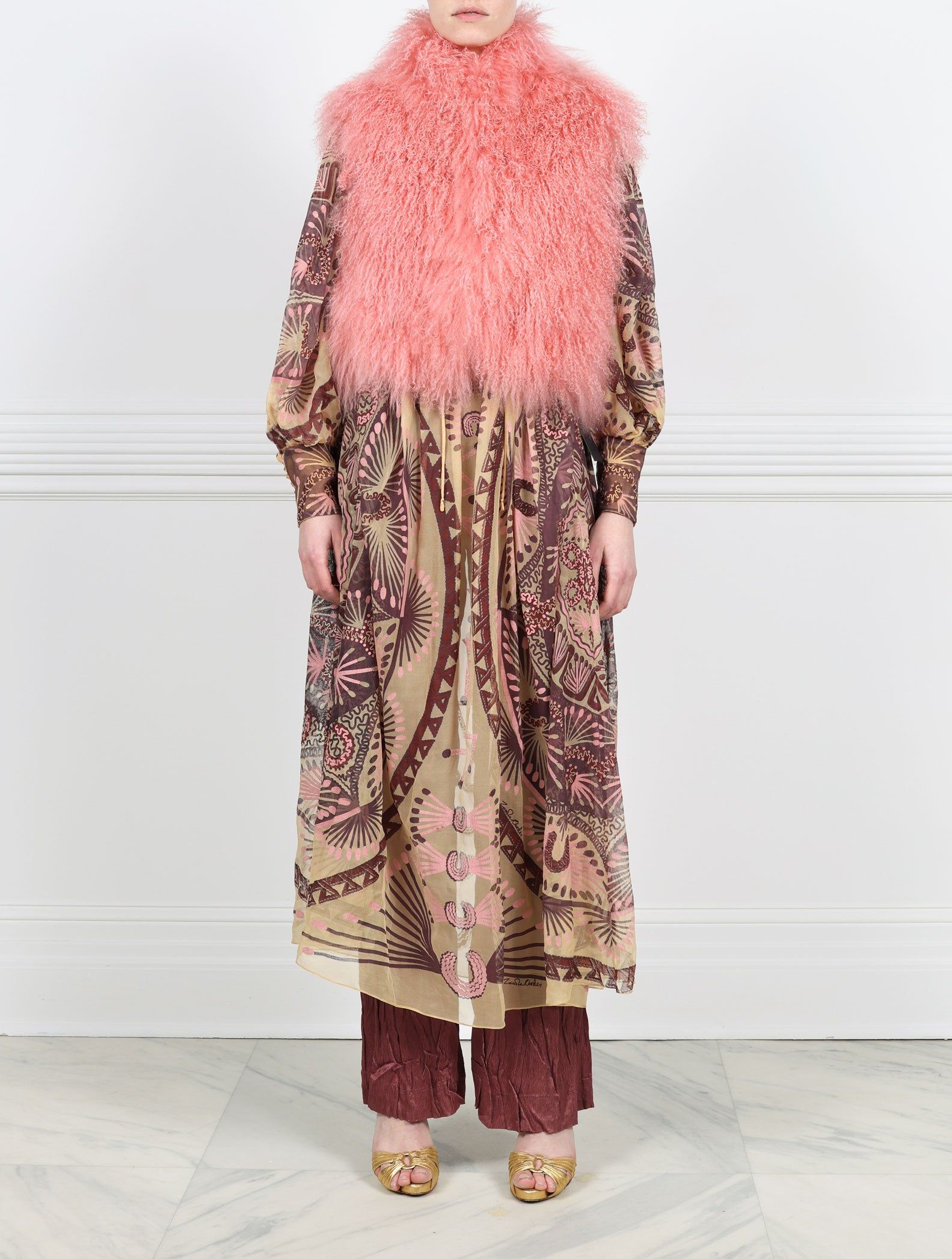 Stand Collar Curly Shearling Vest Designed by Zandra Rhodes sold by Pologeorgis product image thumbnail 2
