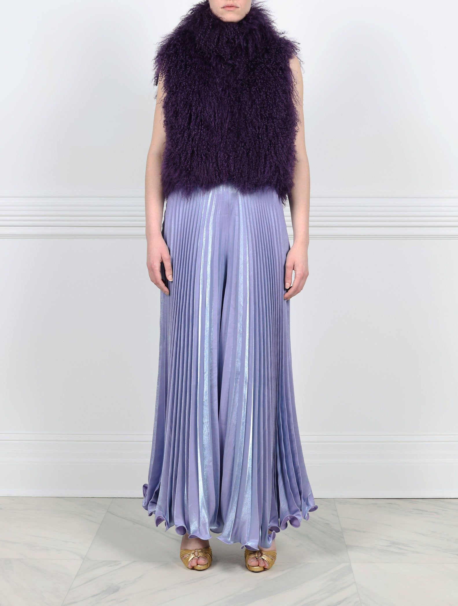 Stand Collar Curly Shearling Vest Designed by Zandra Rhodes sold by Pologeorgis product image thumbnail 7