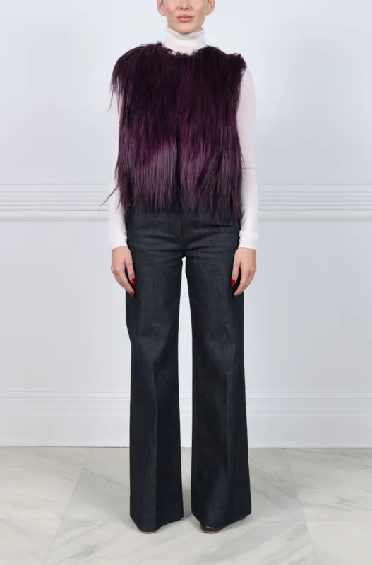 Shearling Crew Neck Vest in Grape sold by Pologeorgis