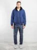 Mens Sheared Rabbit Jacket in Blue and Black sold by Pologeorgis