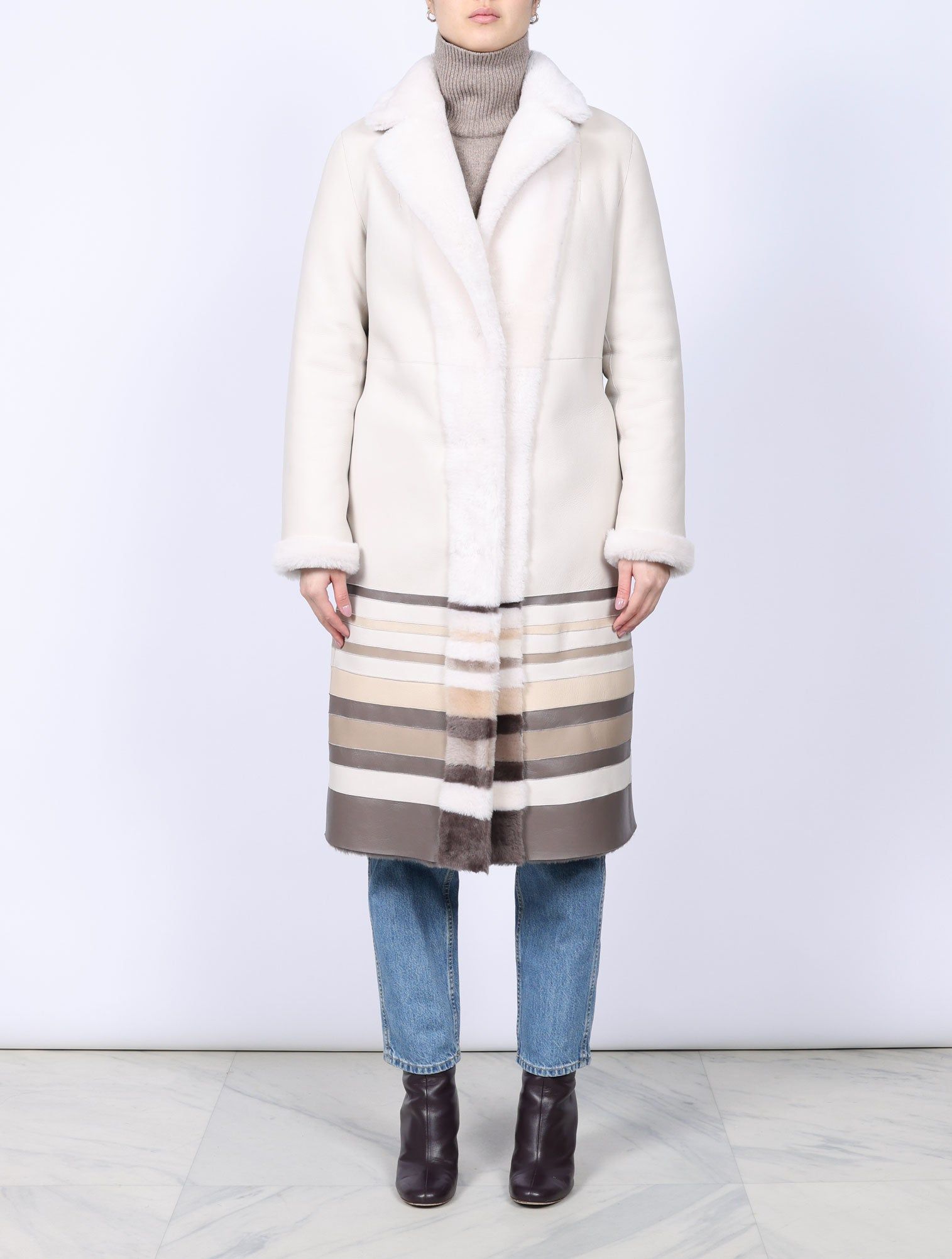 The Georgia Reversible Shearling Intarsia Coat sold by Pologeorgis product image thumbnail 2