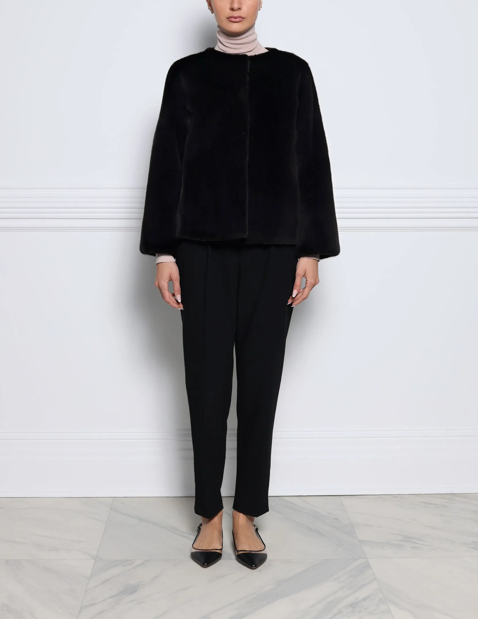 The Tallie Mink Fur Jacket in Black sold by Pologeorgis product image thumbnail 2