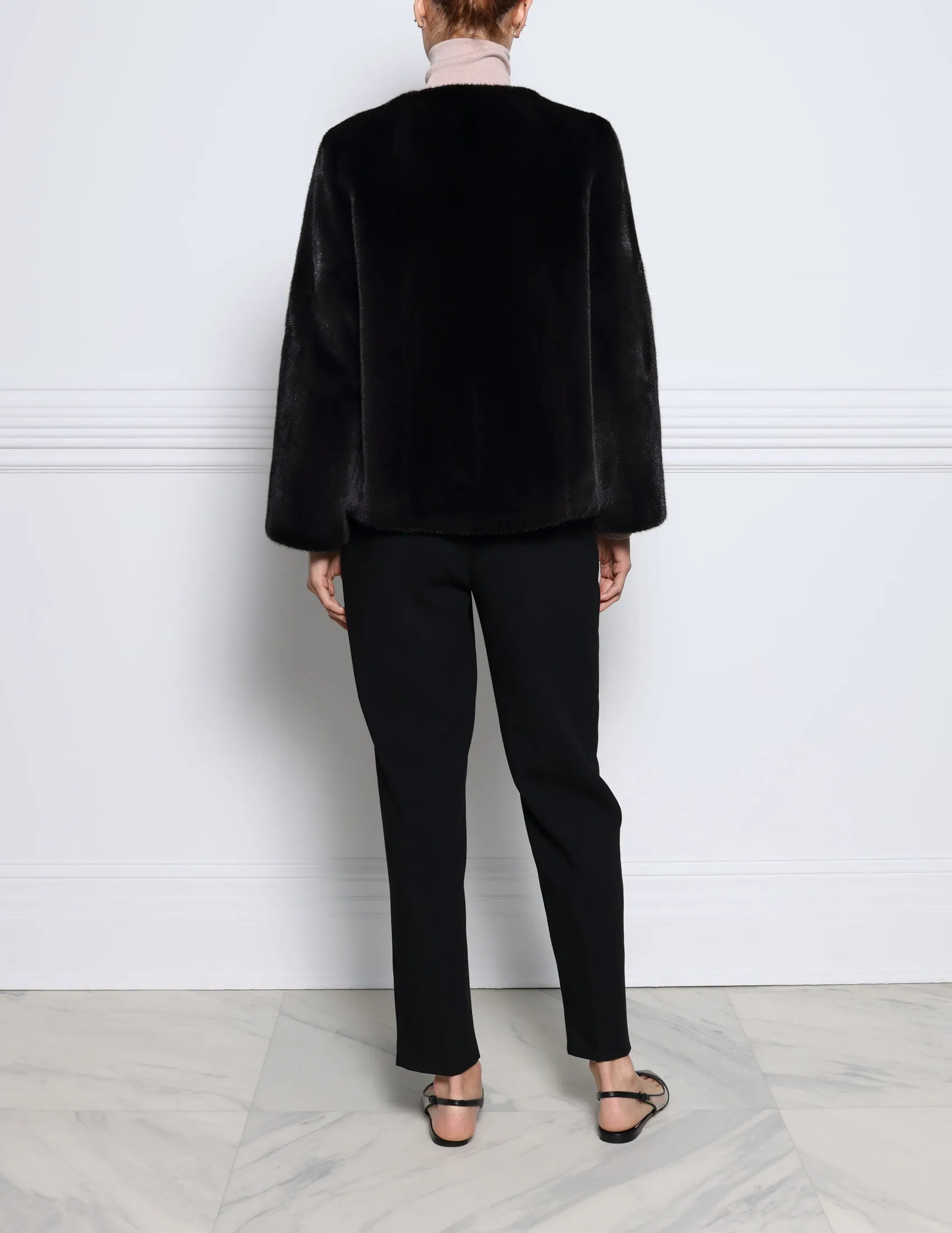 The Tallie Mink Fur Jacket in Black sold by Pologeorgis product image thumbnail 3