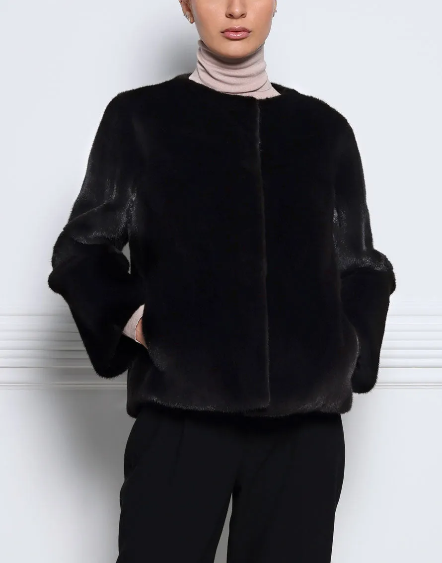 The Tallie Mink Fur Jacket in Black sold by Pologeorgis product image thumbnail 4