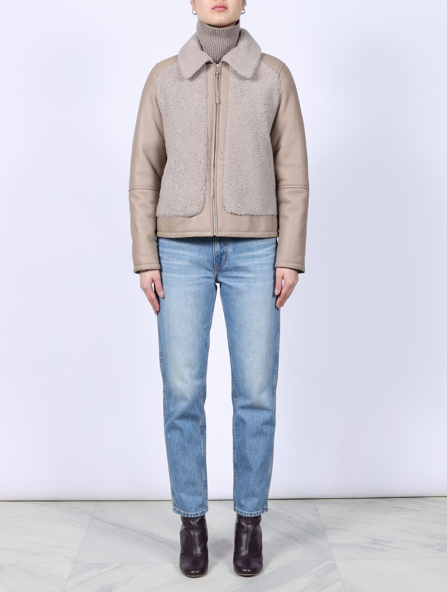 The Allison Leather & Shearling Jacket sold by Pologeorgis