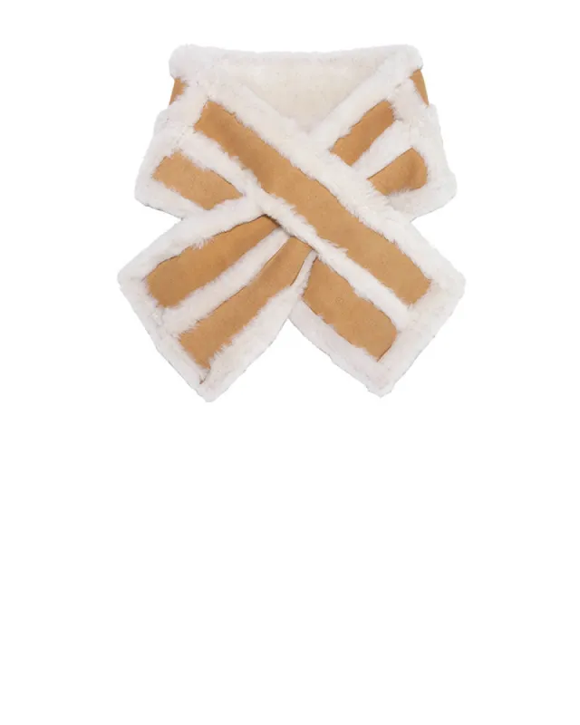 The Hadley Shearling & Suede Pull-Through Scarf sold by Pologeorgis