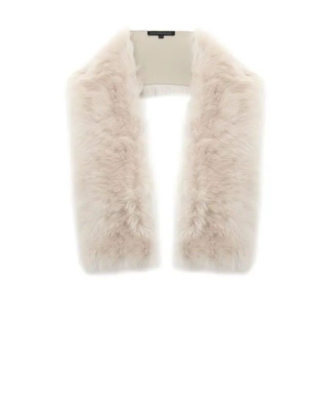 Toscana Shearling Raw Edge Pull Through Scarf in Ivory sold by Pologeorgis