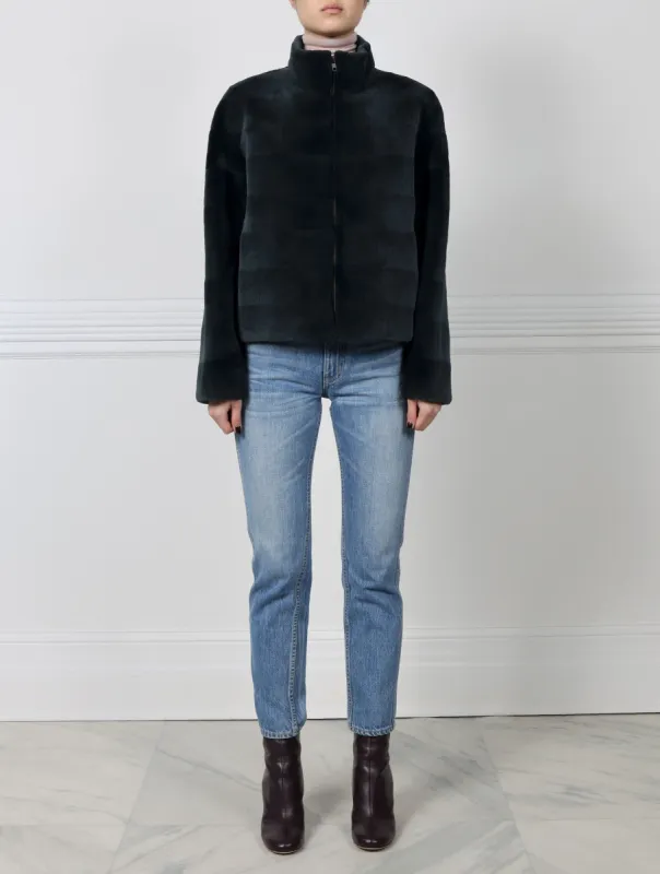 The Vardo Sheared Horizontal Mink Fur Jacket sold by Pologeorgis