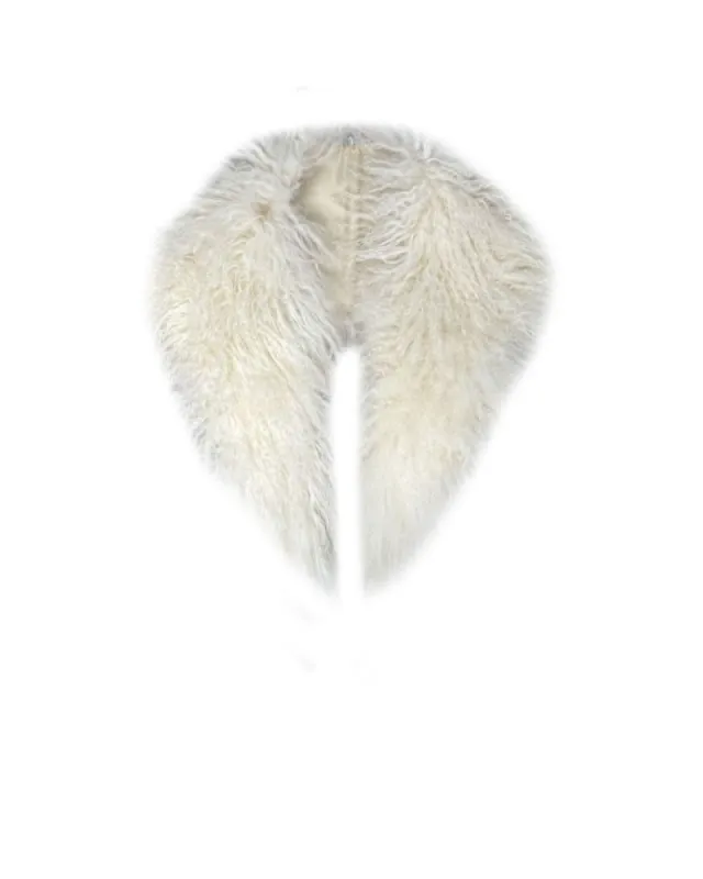 Dyed Curly Shearling Collar in Ivory sold by Pologeorgis