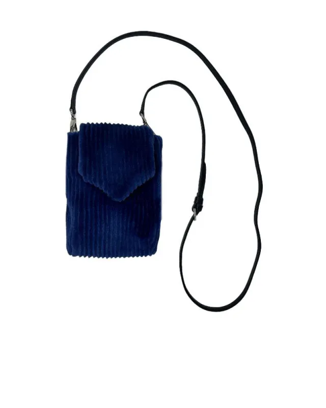 Corduroy Mink Fur Phone Bag with Leather Strap sold by Pologeorgis