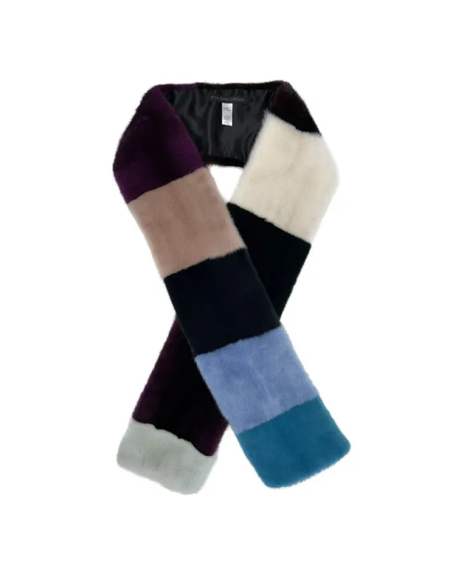 Color Blocked Upcycled Mink Fur Scarf sold by Pologeorgis