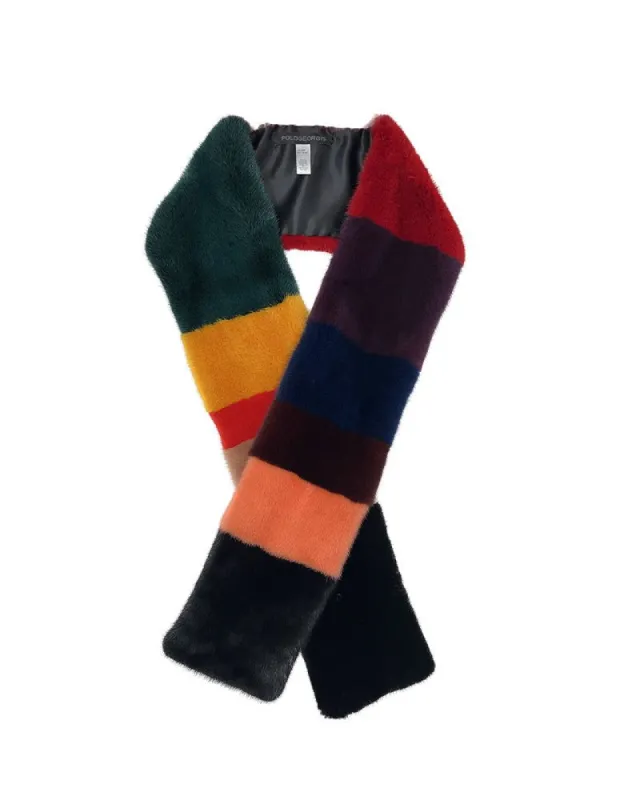 Color Blocked Upcycled Mink Fur Scarf sold by Pologeorgis