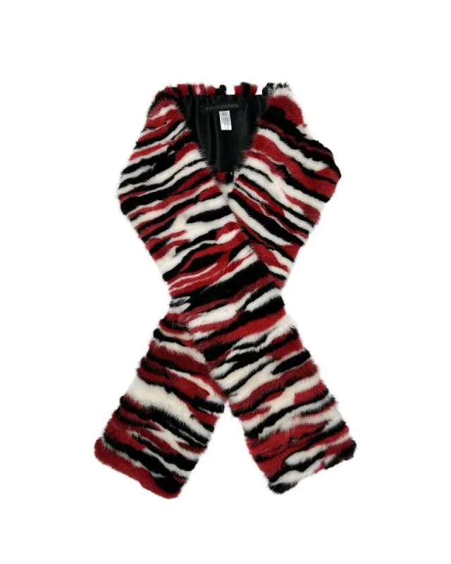 Upcycled Mink Fur Scarf in Red sold by Pologeorgis