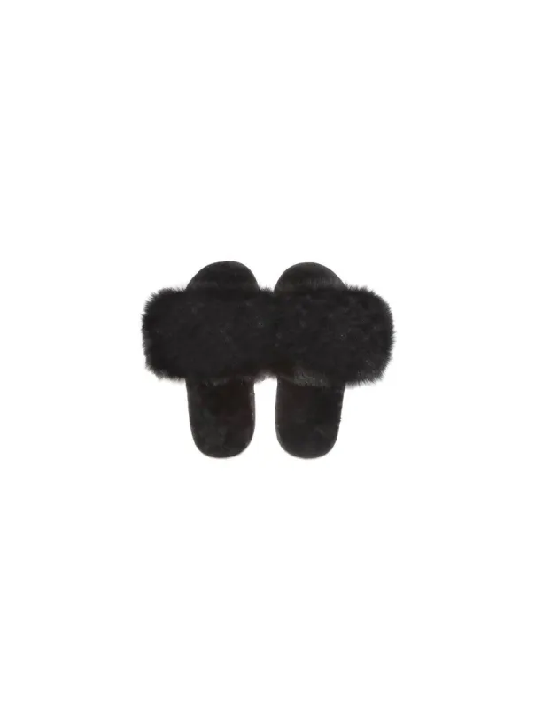 The Soho Fox Fur and Shearling Slipper sold by Pologeorgis