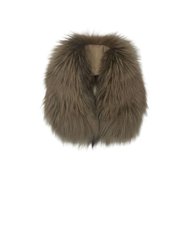 Dyed Silver Fox Collar in Camel sold by Pologeorgis