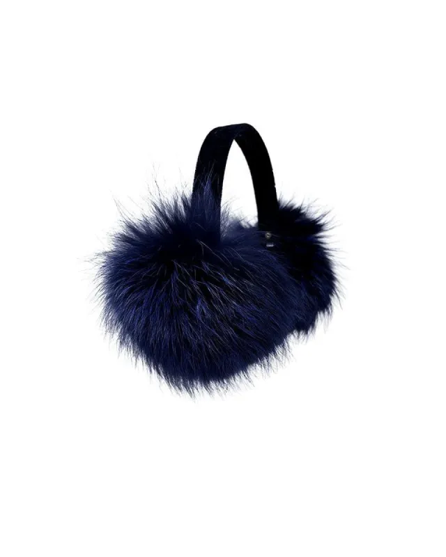Dyed Silver Fox Fur Earmuffs with Velvet Bands in Assorted Colors sold by Pologeorgis