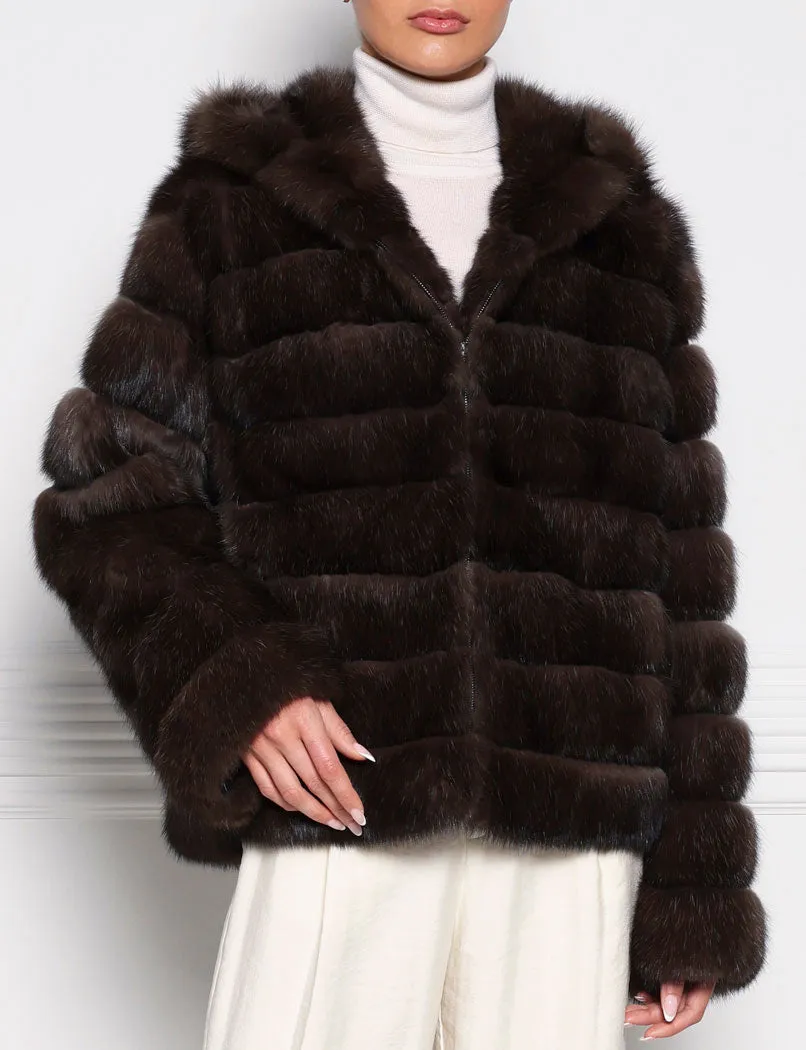 The Sarah Sable Fur Hooded Jacket sold by Pologeorgis product image thumbnail 4