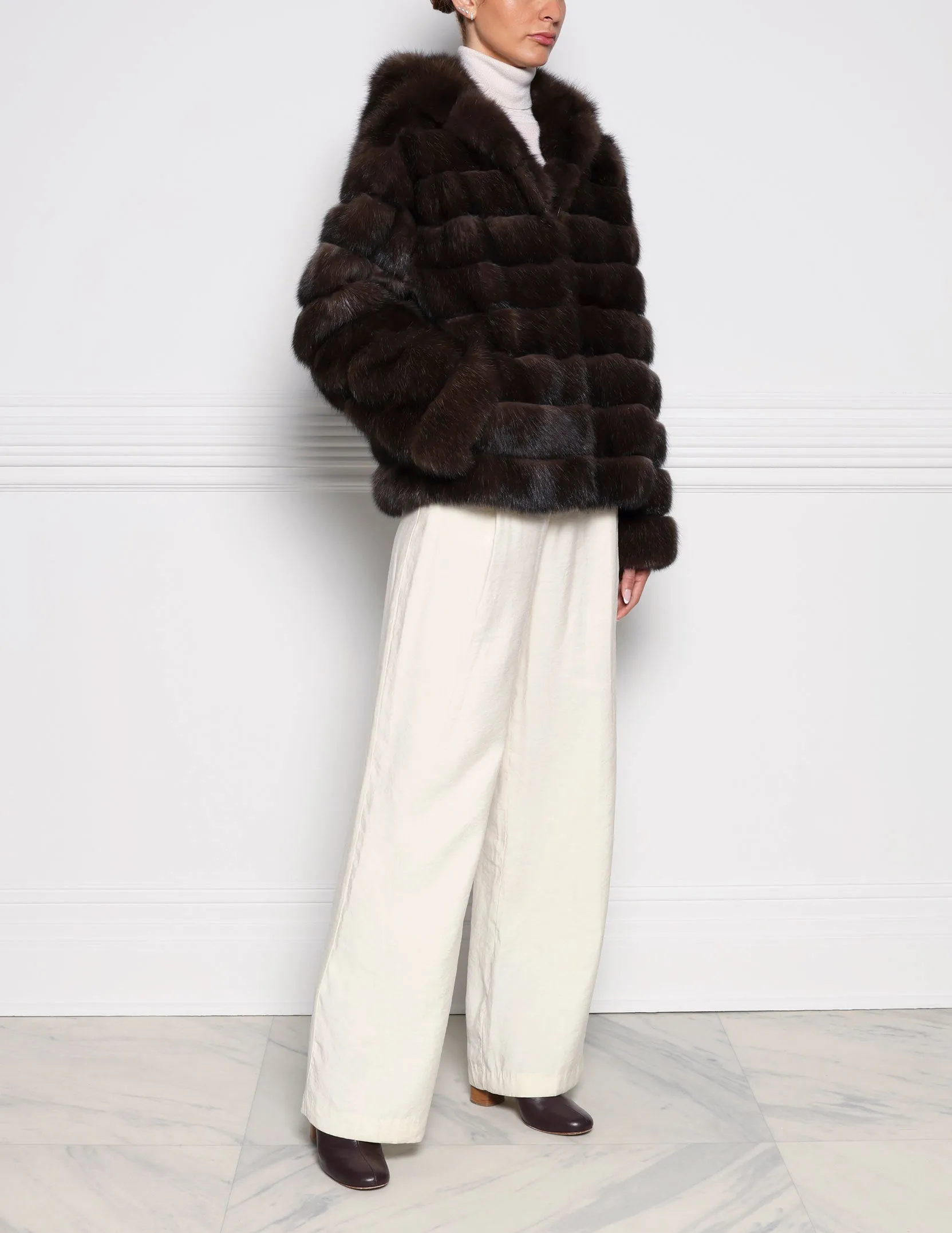 The Sarah Sable Fur Hooded Jacket sold by Pologeorgis product image thumbnail 2