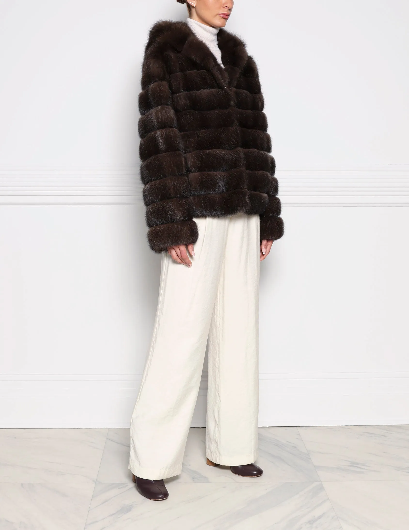 The Sarah Sable Fur Hooded Jacket sold by Pologeorgis product image thumbnail 3