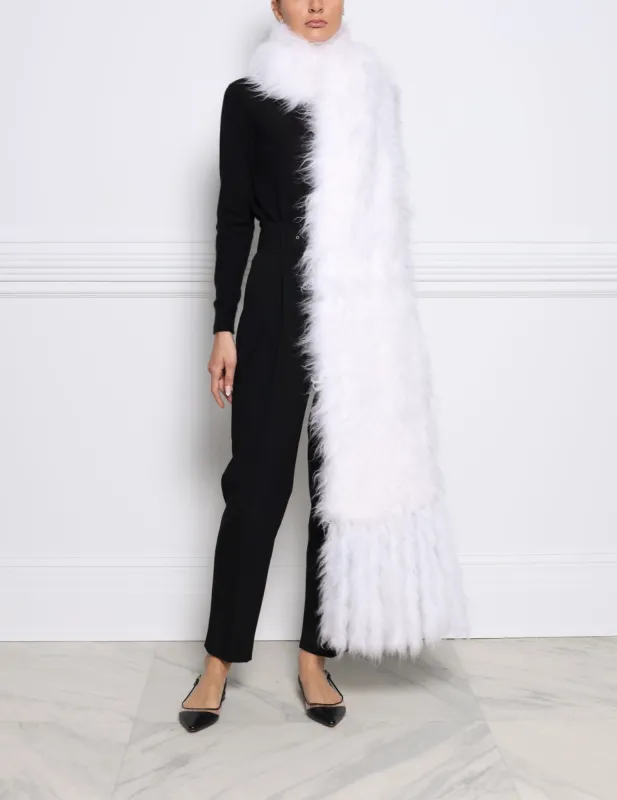 Oversized Knitted Shearling Scarf with Fringe sold by Pologeorgis
