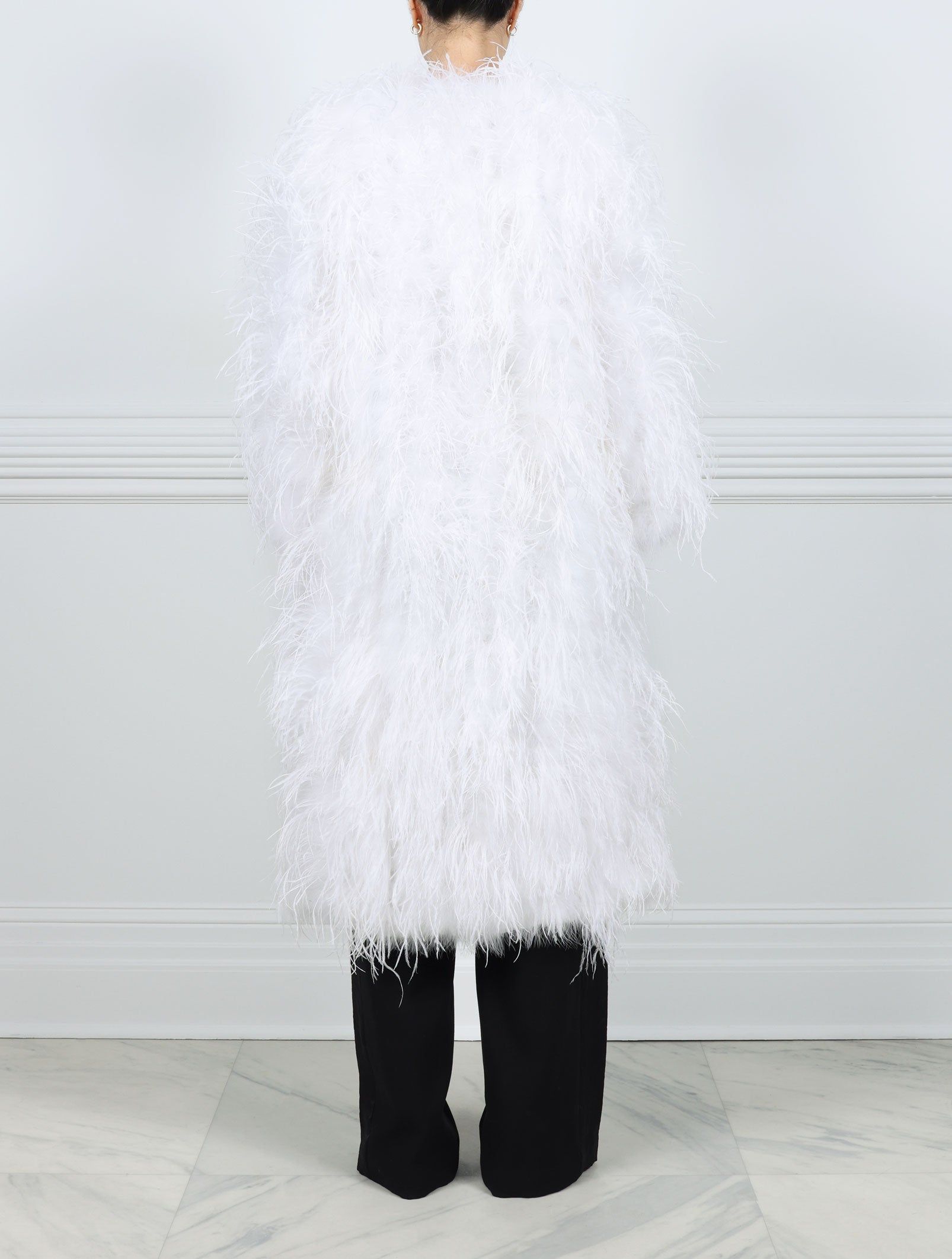 The Kallista Feather Coat available in Black and White sold by Pologeorgis product image thumbnail 2