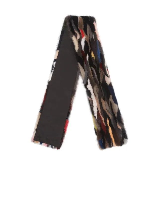 Multicolored Upcycled Mink Fur Scarf sold by Pologeorgis
