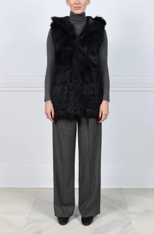 Upcycled Hooded Shearling Vest sold by Pologeorgis