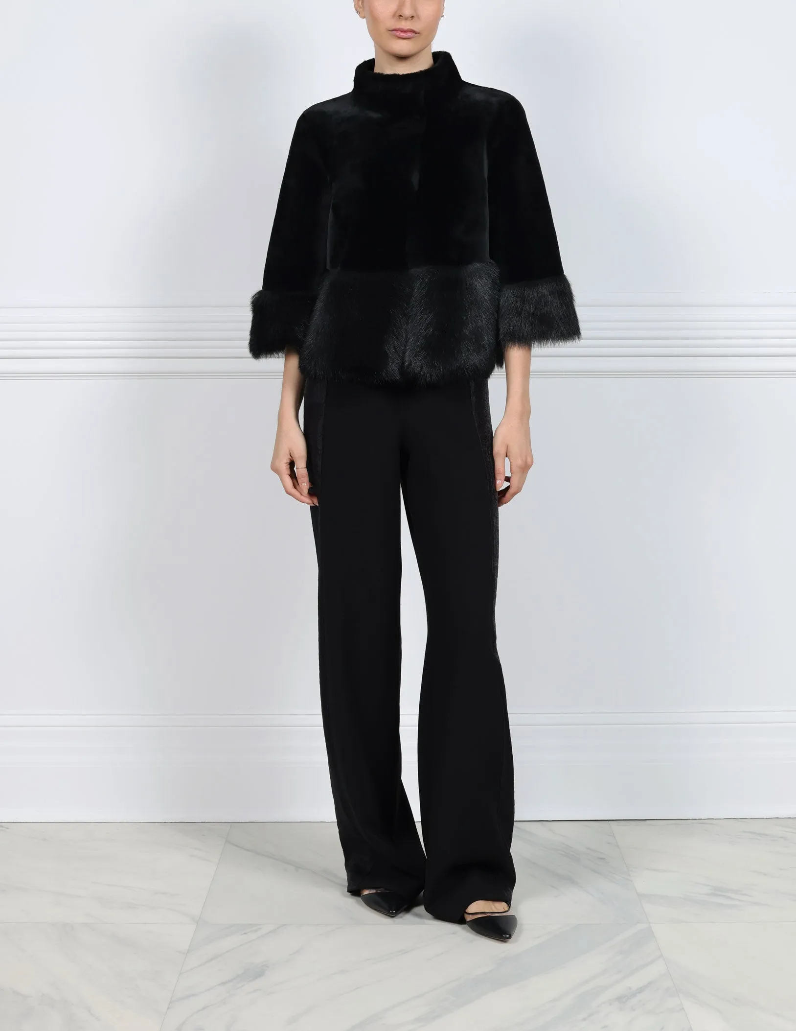 The Edie Two Tier Shearling Jacket sold by Pologeorgis