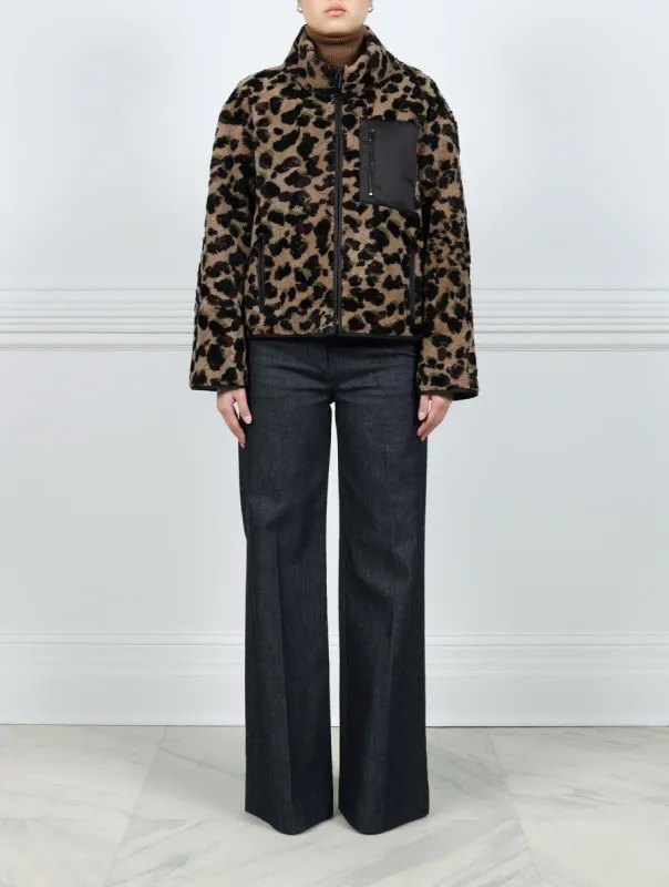 Upcycled Printed Shearling Zip Jacket sold by Pologeorgis