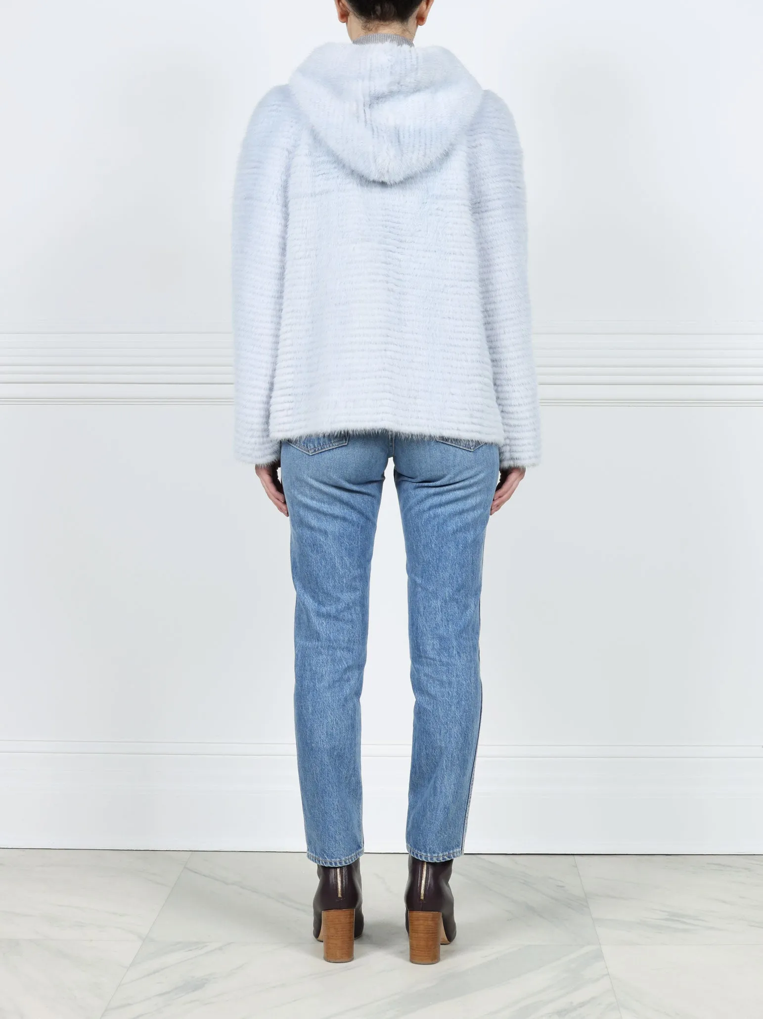 The Kiana Stripped Mink Fur Hooded Jacket sold by Pologeorgis product image thumbnail 4