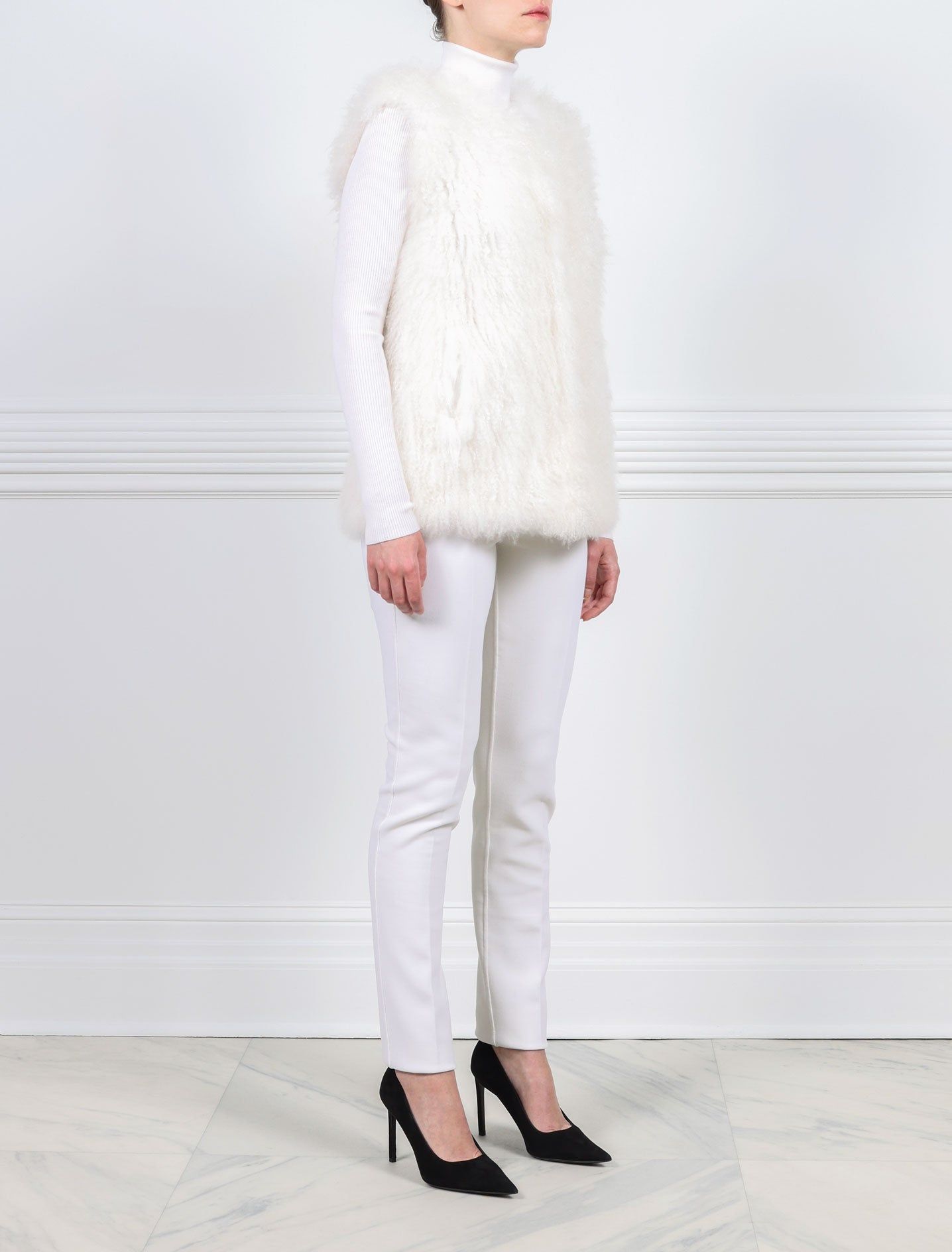 Shearling Crew Neck Vest in White sold by Pologeorgis product image thumbnail 2
