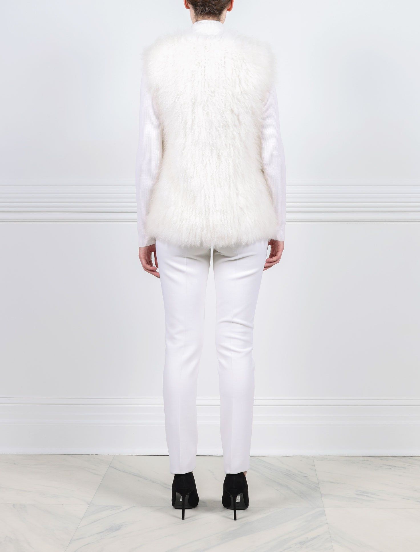 Shearling Crew Neck Vest in White sold by Pologeorgis product image thumbnail 3