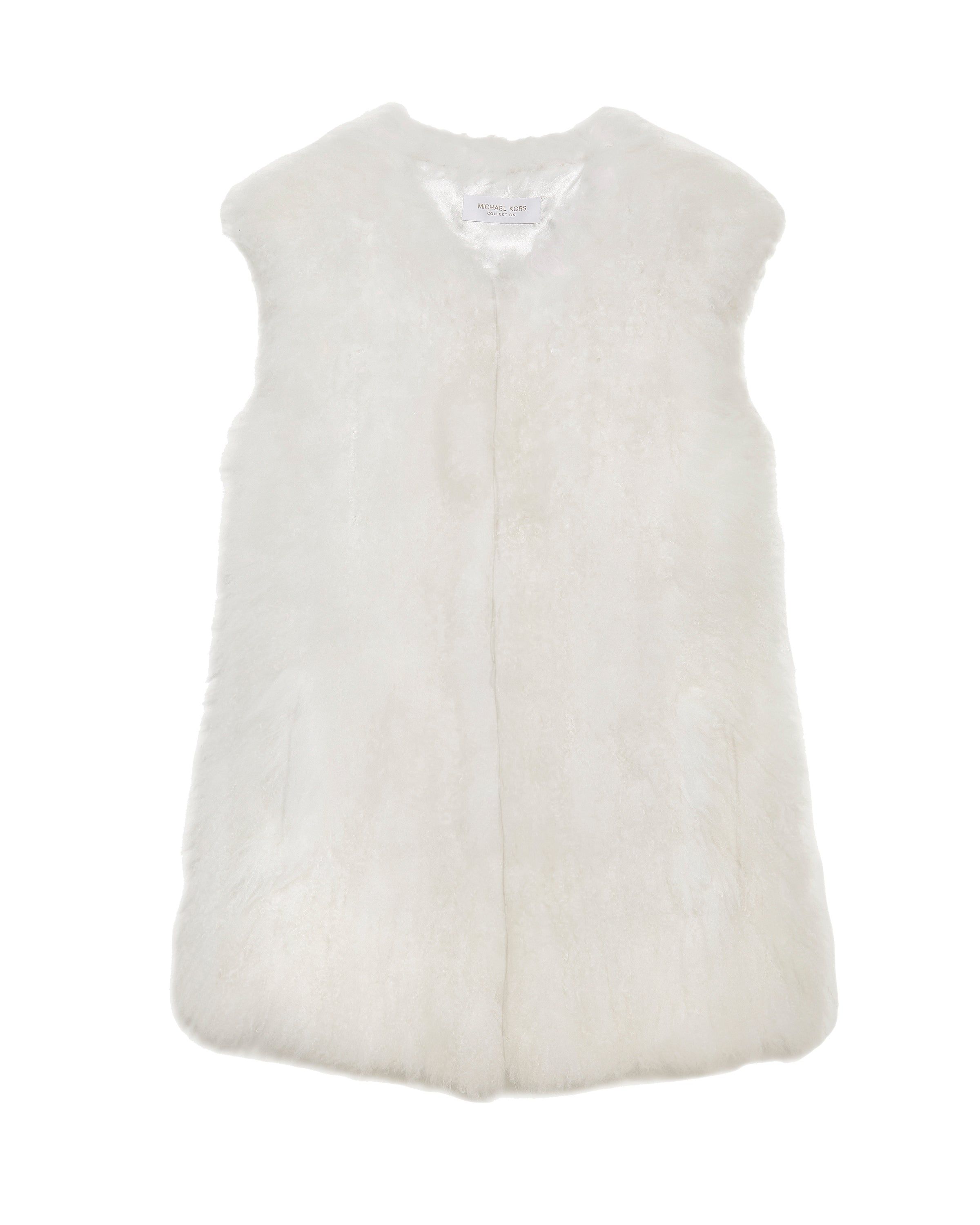 Shearling Crew Neck Vest in White sold by Pologeorgis product image thumbnail 4