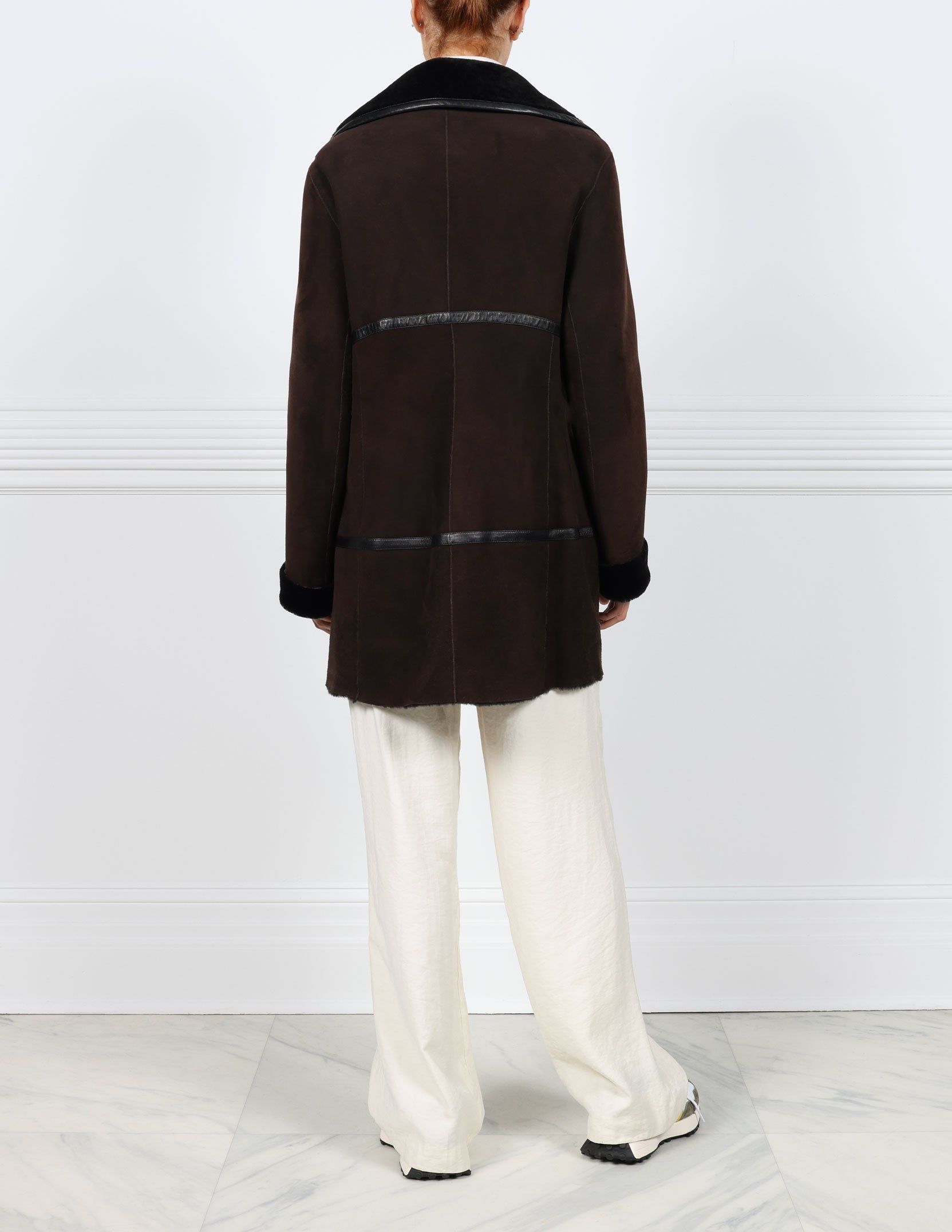 Shearling Coat with Leather Seams sold by Pologeorgis product image thumbnail 3