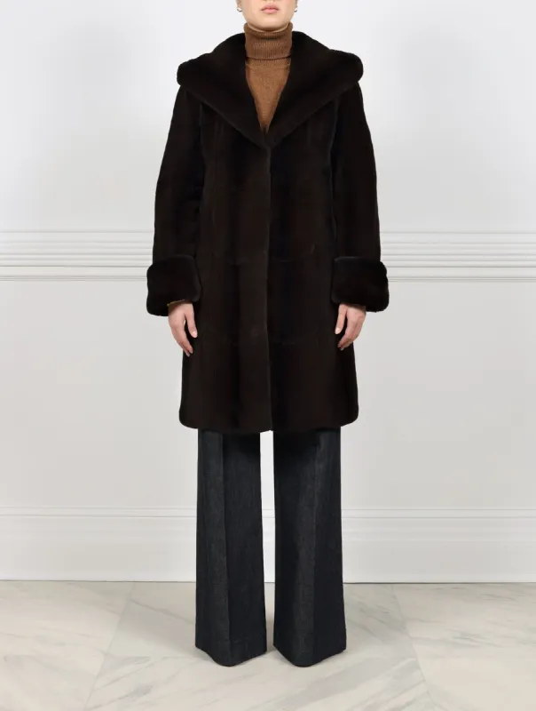 Chocolate Hooded Mink Coat sold by Pologeorgis