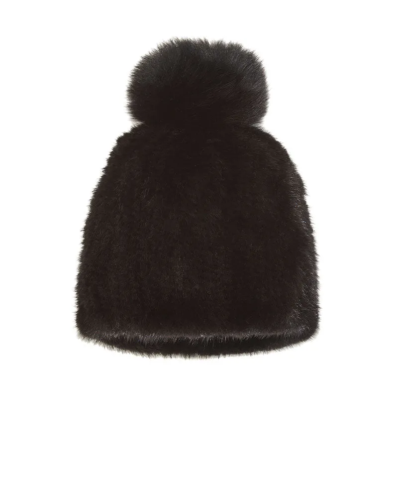 Knitted Mink Fur Hat with Fur Pom sold by Pologeorgis product image thumbnail 4
