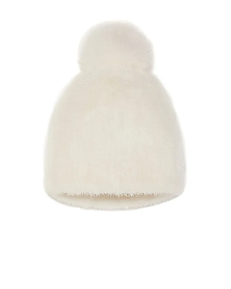 Knitted Mink Fur Hat with Fur Pom sold by Pologeorgis product image thumbnail 5