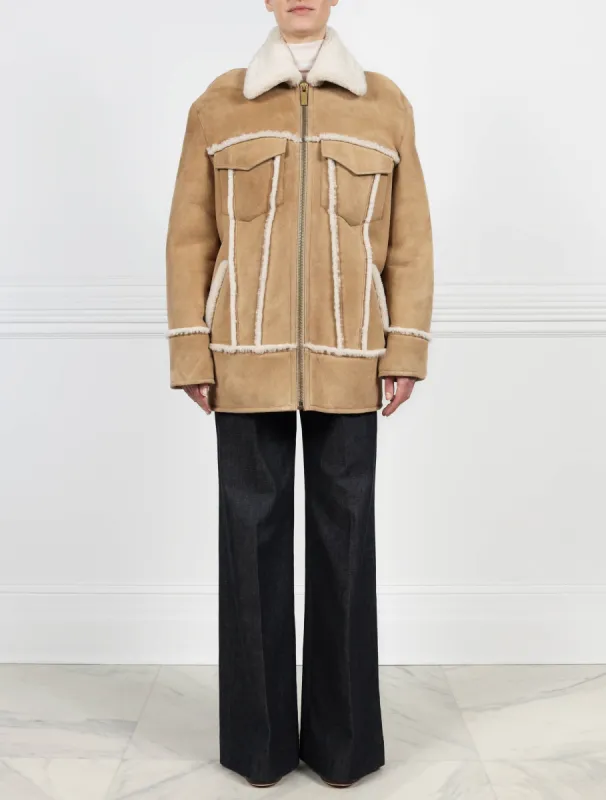 Oversized Zip Front Shearling Jacket sold by Pologeorgis