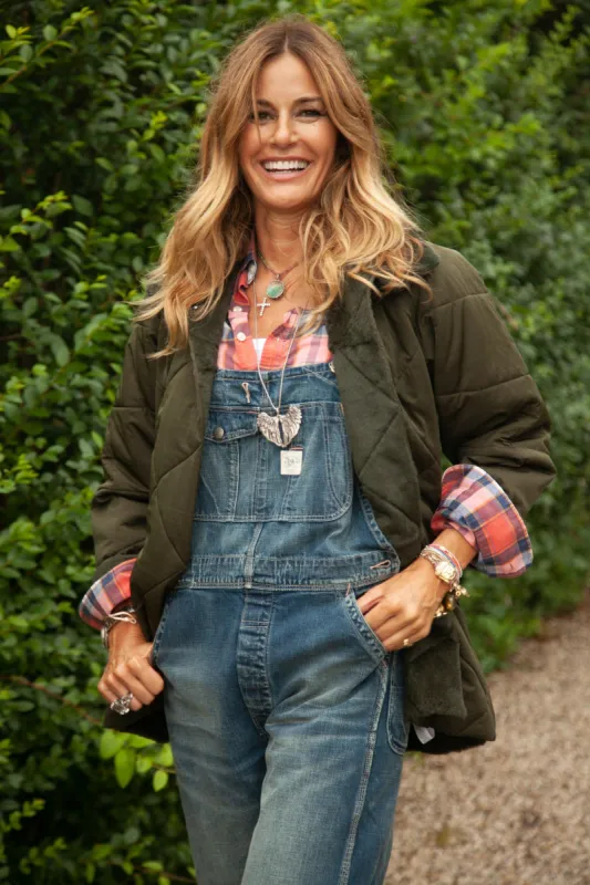 The Rush Quilted Olived Fur Coat sold by Pologeorgis