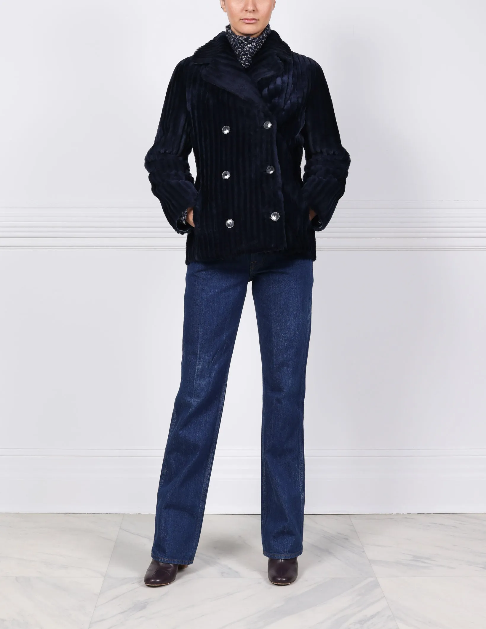 The Blue Gum Shearling Jacket sold by Pologeorgis