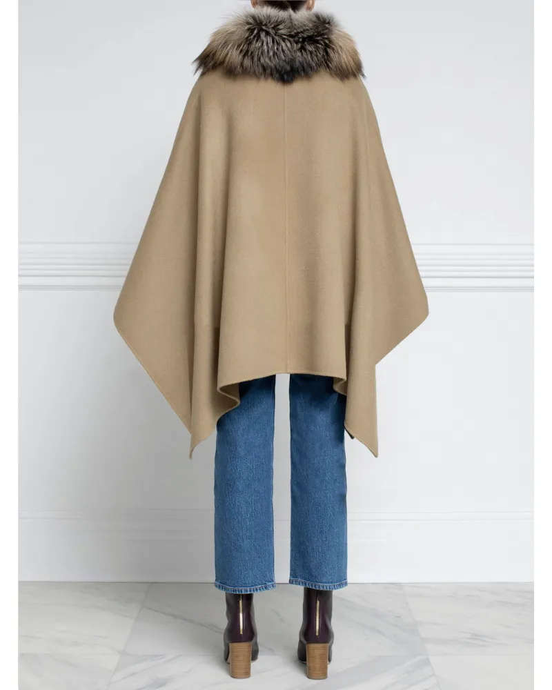 Double Breasted Woven Cape with Fur Collar sold by Pologeorgis product image thumbnail 2