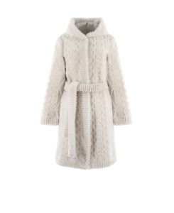 The Emily Cable Knit Grooved Shearling Coat sold by Pologeorgis