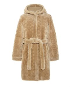 The Emily Cable Knit Grooved Shearling Coat sold by Pologeorgis
