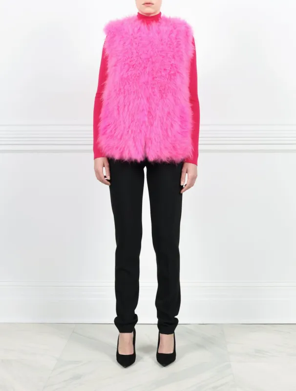 Shearling Crew Neck Vest in Fuchsia sold by Pologeorgis