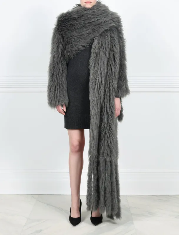 Knitted Shearling Wrap Jacket with Fringe sold by Pologeorgis