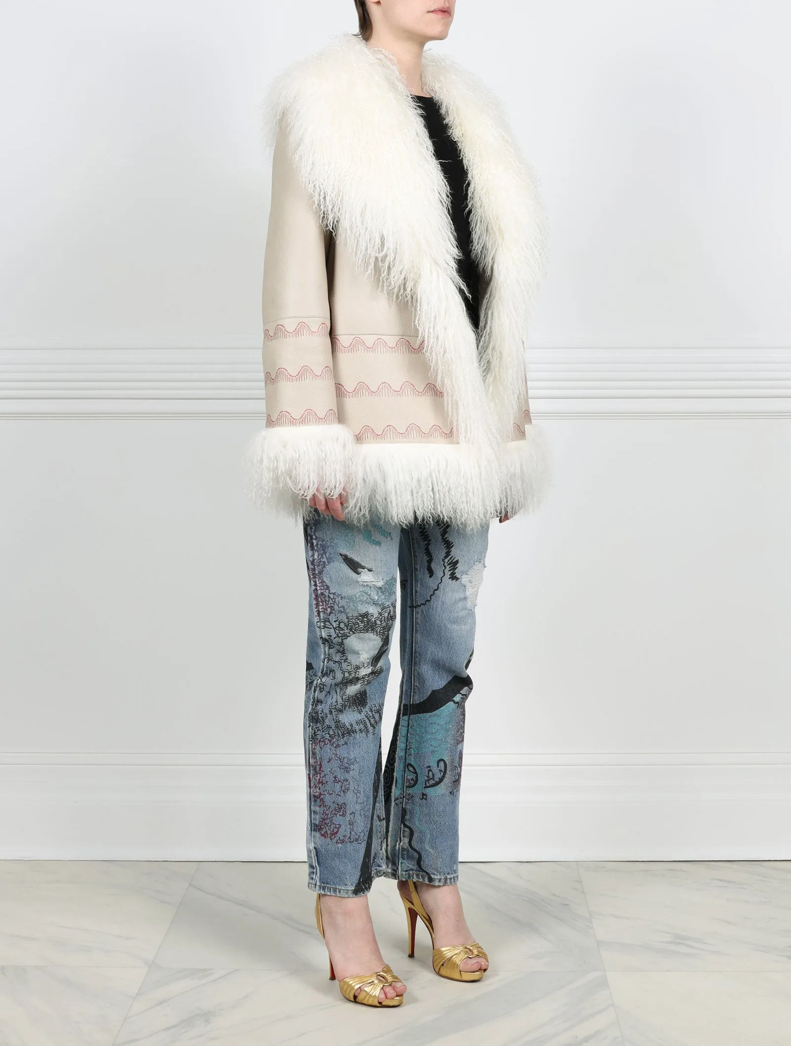 Dash Wiggle Printed Reversible Shearling Jacket Designed by Zandra Rhodes sold by Pologeorgis product image thumbnail 3