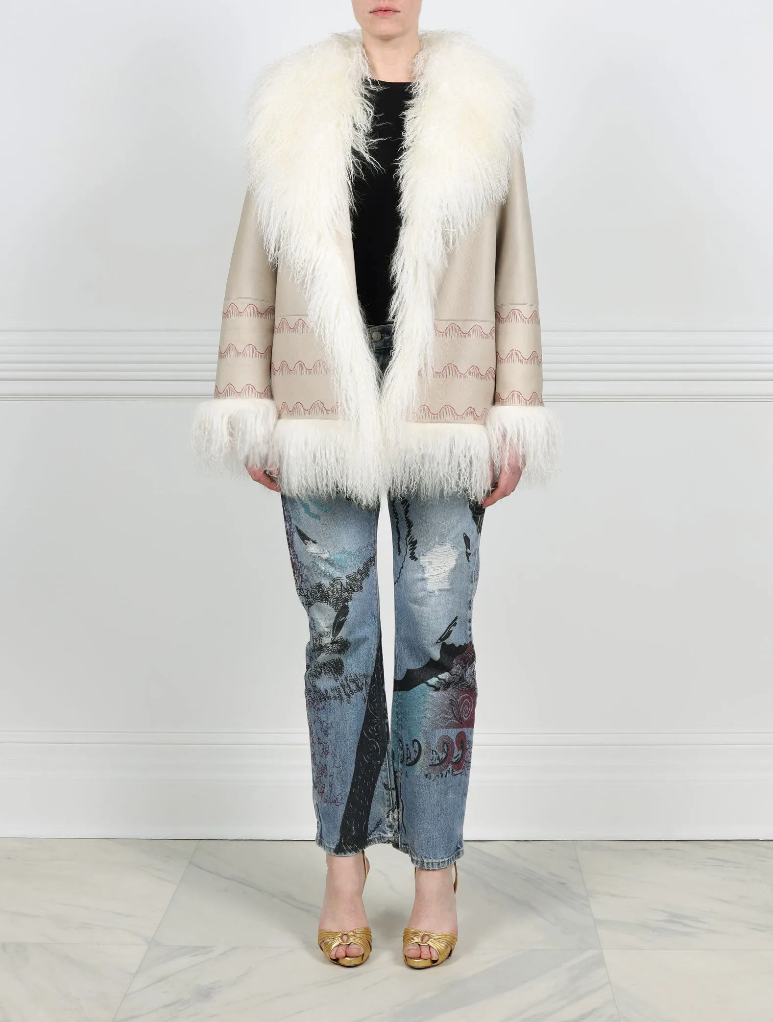 Dash Wiggle Printed Reversible Shearling Jacket Designed by Zandra Rhodes sold by Pologeorgis product image thumbnail 2