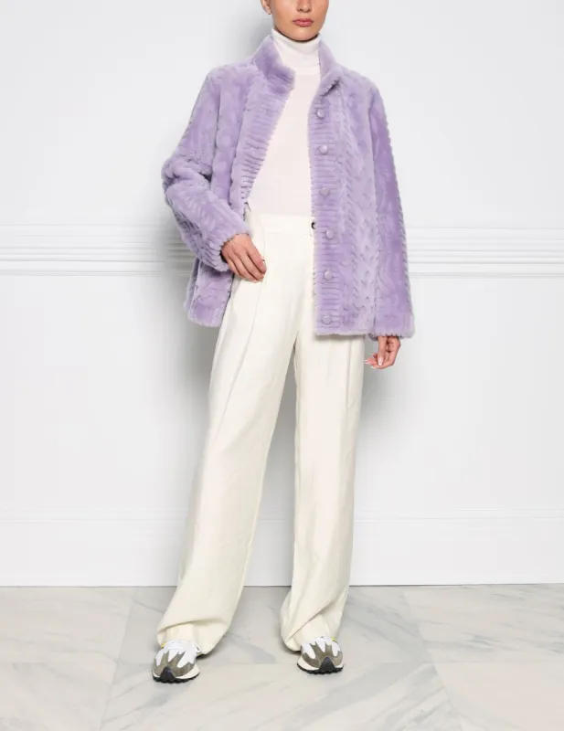 The Allie Shearling Grooved Jacket sold by Pologeorgis