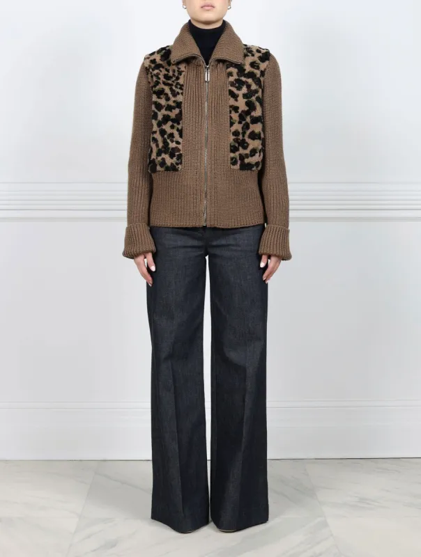 Printed Shearling & Knit Zip Jacket sold by Pologeorgis